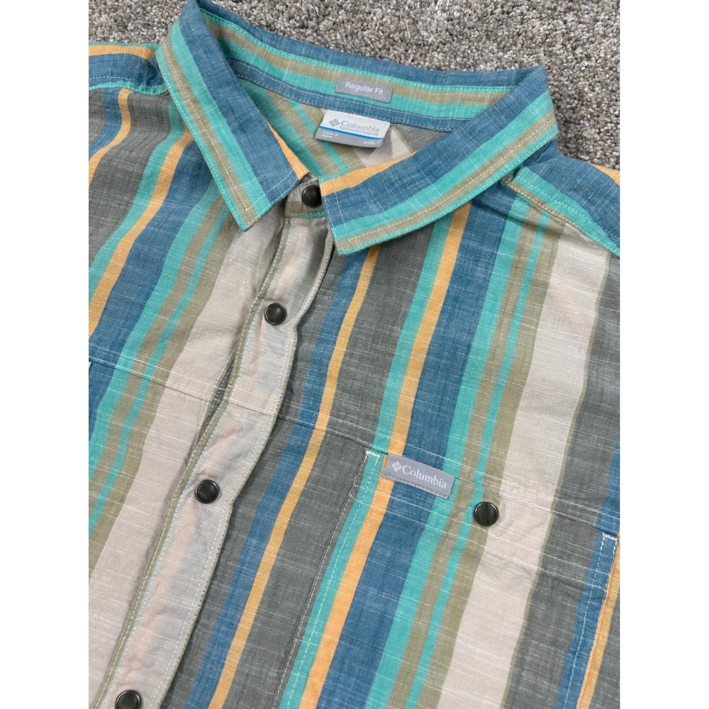 Columbia Mens XXL Regular Fit Short Sleeve Striped Button Up Shirt #0746
